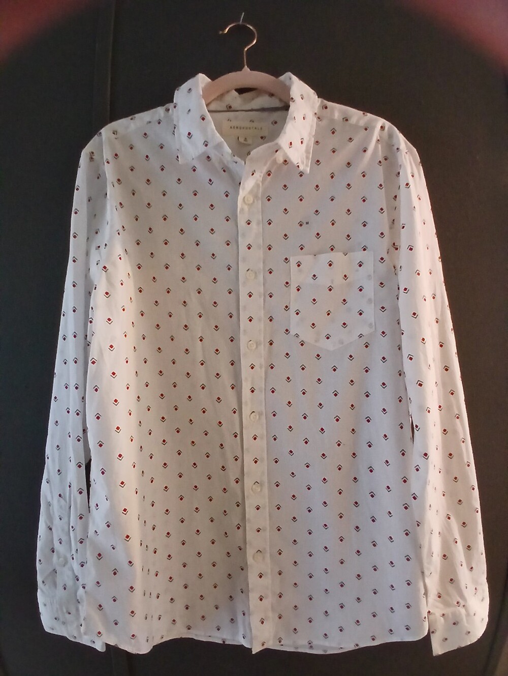 NWOT - Aeropostale long-sleeve button-down shirt  small red & blue design M